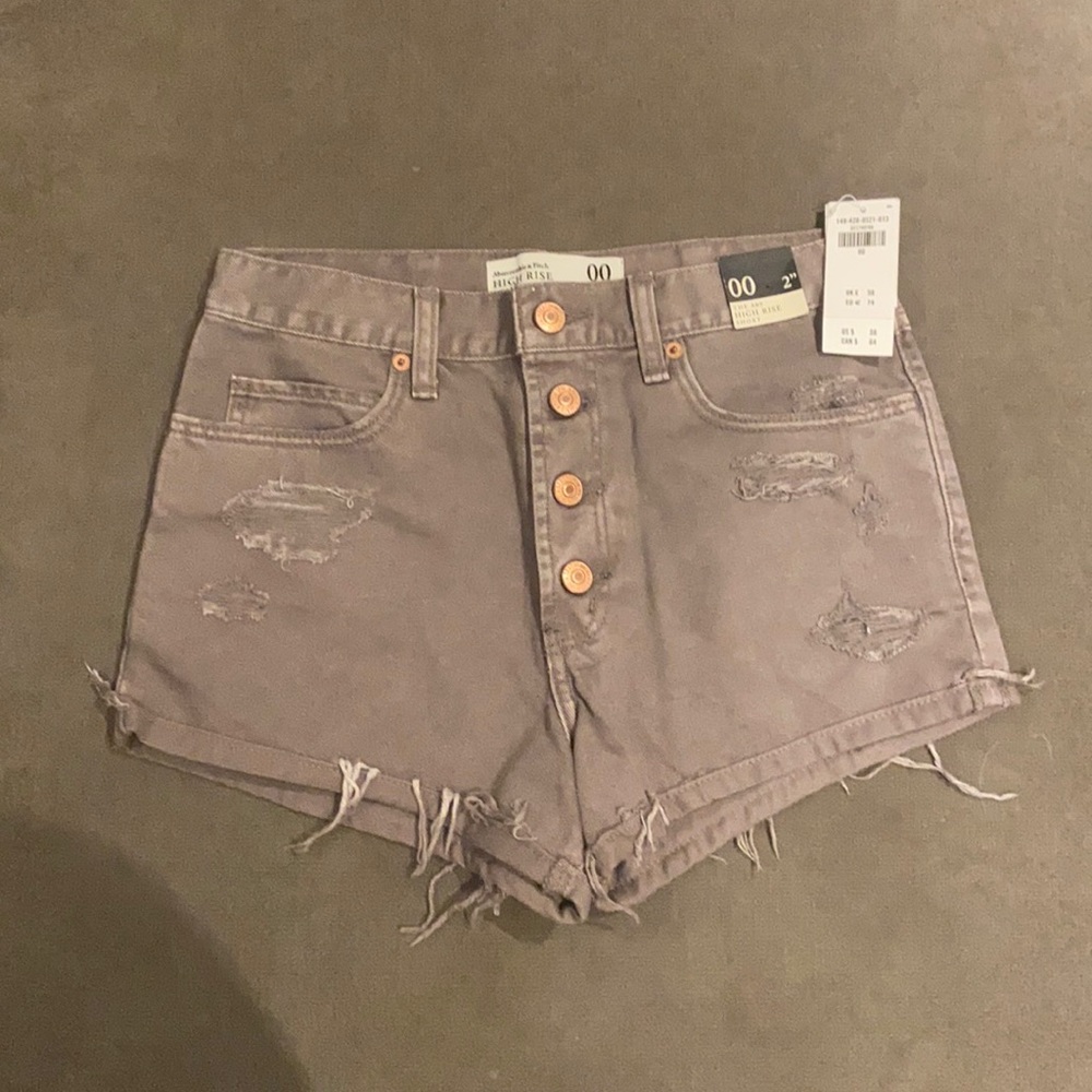Abercrombie & Fitch Gray High Rise Ripped Shorts